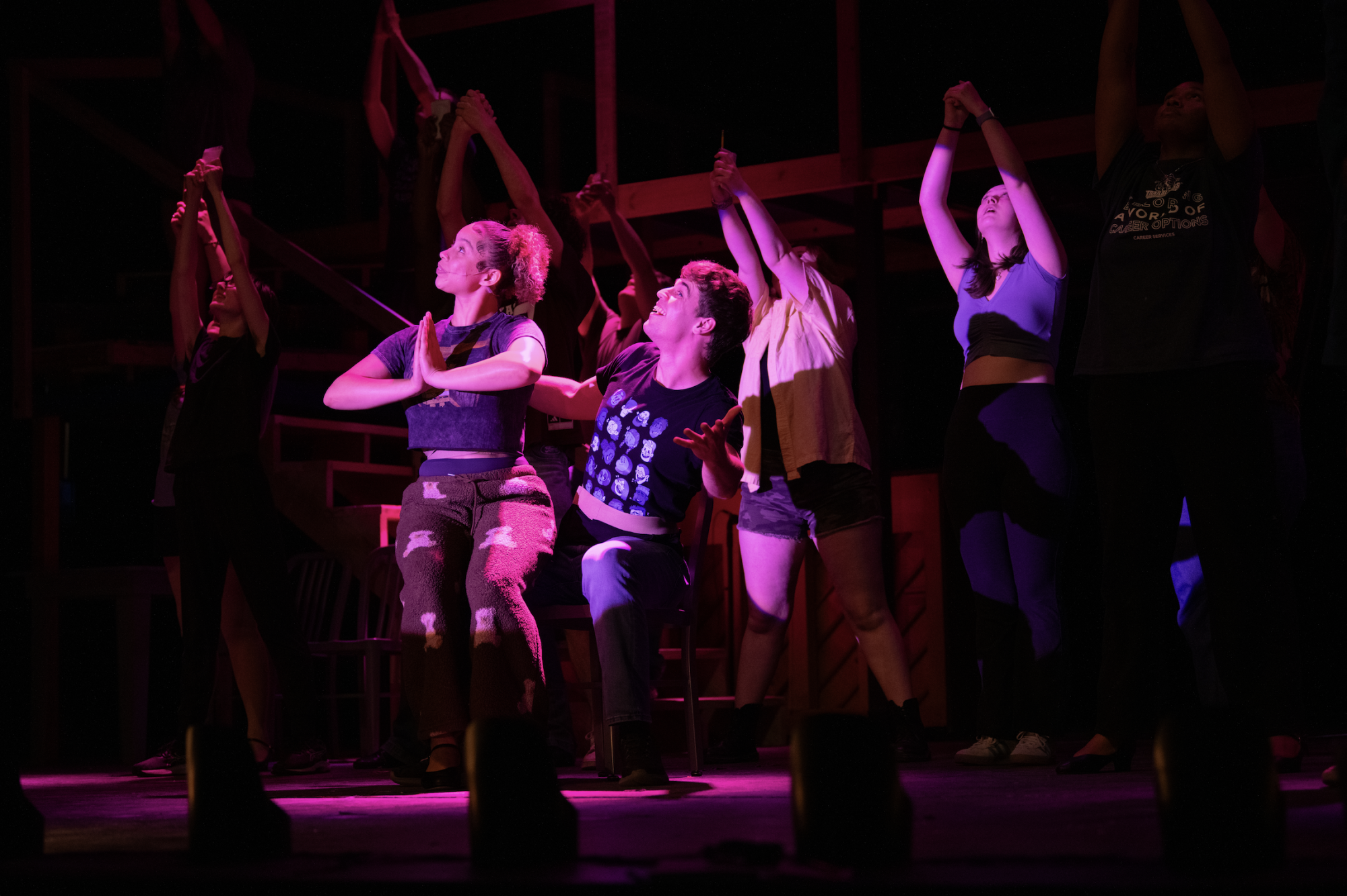 Students rehearse for the spring 2026 semester musical "Chicago."