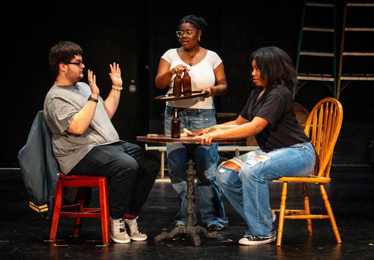 Jimmy played by Noah Flores, Villian played by Tamia Tubbs and Sandrine played by Natalynn Spann perform “Almost, 
Maine” a play about love and loss in a remote, mythical Maine town. It runs April 22-24 at 7:30 p.m. at C.A. Roberson.