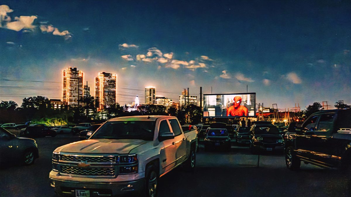 Audience at Coyote Drive-In watches “Spider-Man: Brand New Day” from their vehicles Aug. 25.