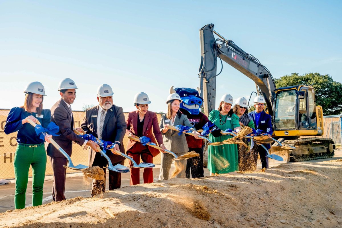 TCC administrators and local dignitaries along with TCC mascot Toro break ground Oct. 26 on the 
new science building on NE Campus. The building is set to be finished spring 2028.
