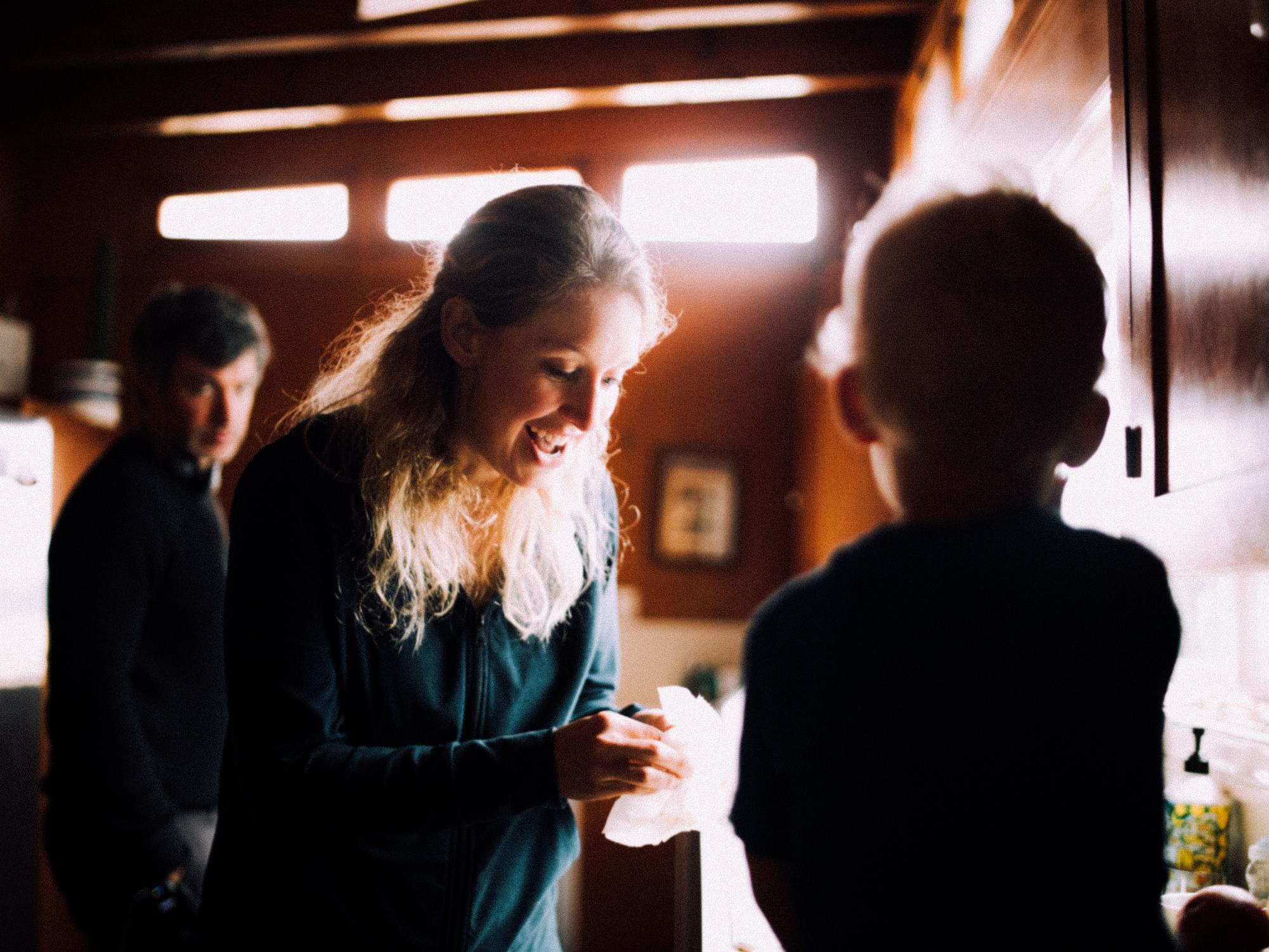 Elizabeth Holmes prepares to change her child’s diaper as docufilm co-director Nathan 
Fielder observes. The film released in theaters Oct. 16. 